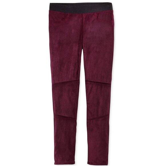 Jessica Simpson Youth Girls' Faux-Suede Legging Moto Pants Winetasting Medium - Picture 1 of 7